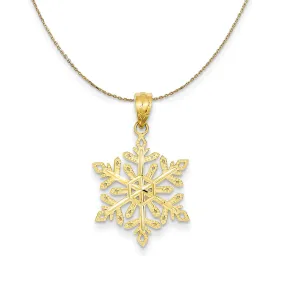 14k Yellow Gold, Snowflake Necklace