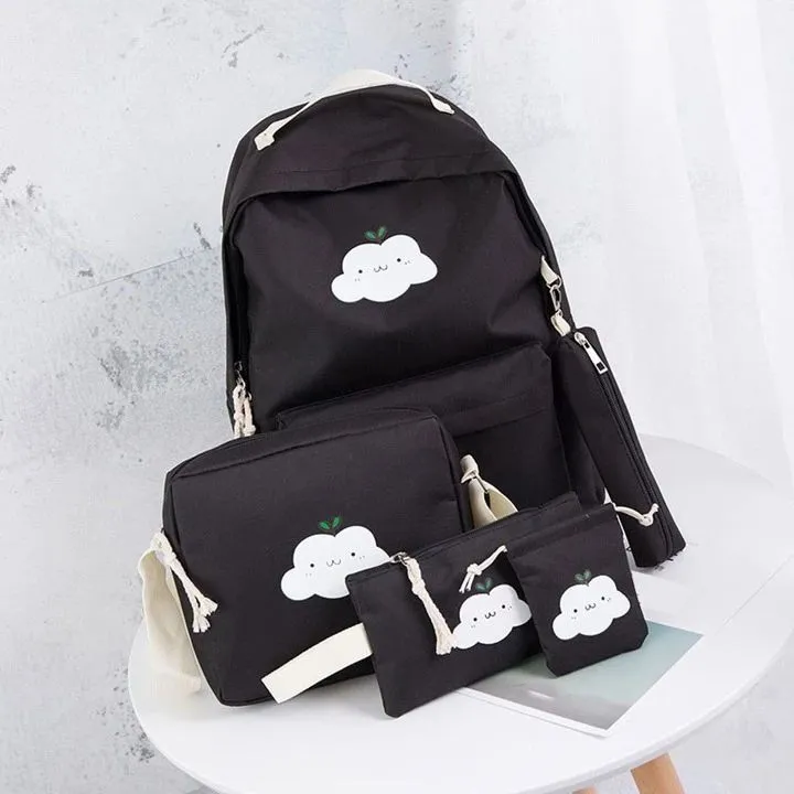 5pcs Cartoon Pattern Classic Backpack Set Preppy Fashion 20355371