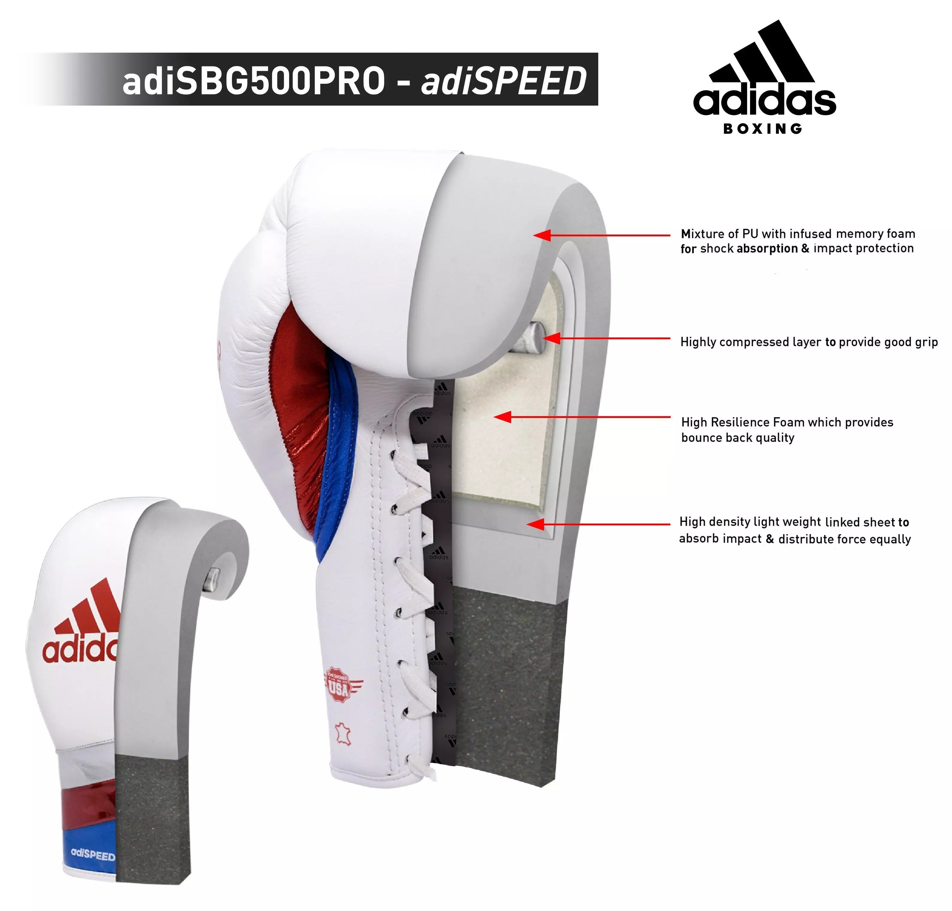 adidas Lace Up Boxing Gloves Adispeed Pro Leather