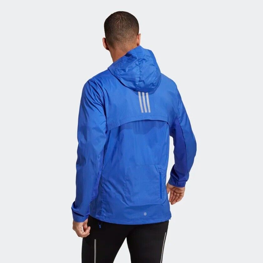 adidas Marathon Running Jacket Mens Fitness Lightweight WIND.RDY Orange Blue