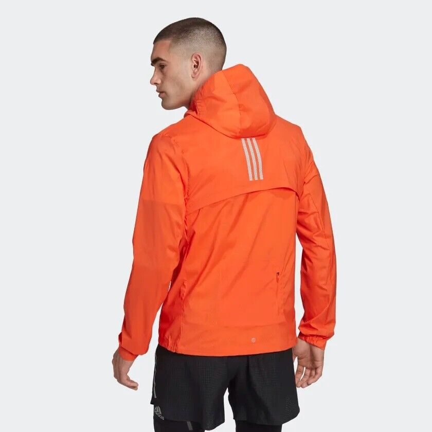 adidas Marathon Running Jacket Mens Fitness Lightweight WIND.RDY Orange Blue