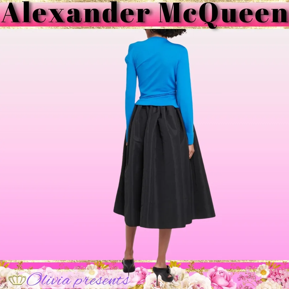 alexander mcqueen  |Casual Style Wool Long Sleeves Plain Party Style