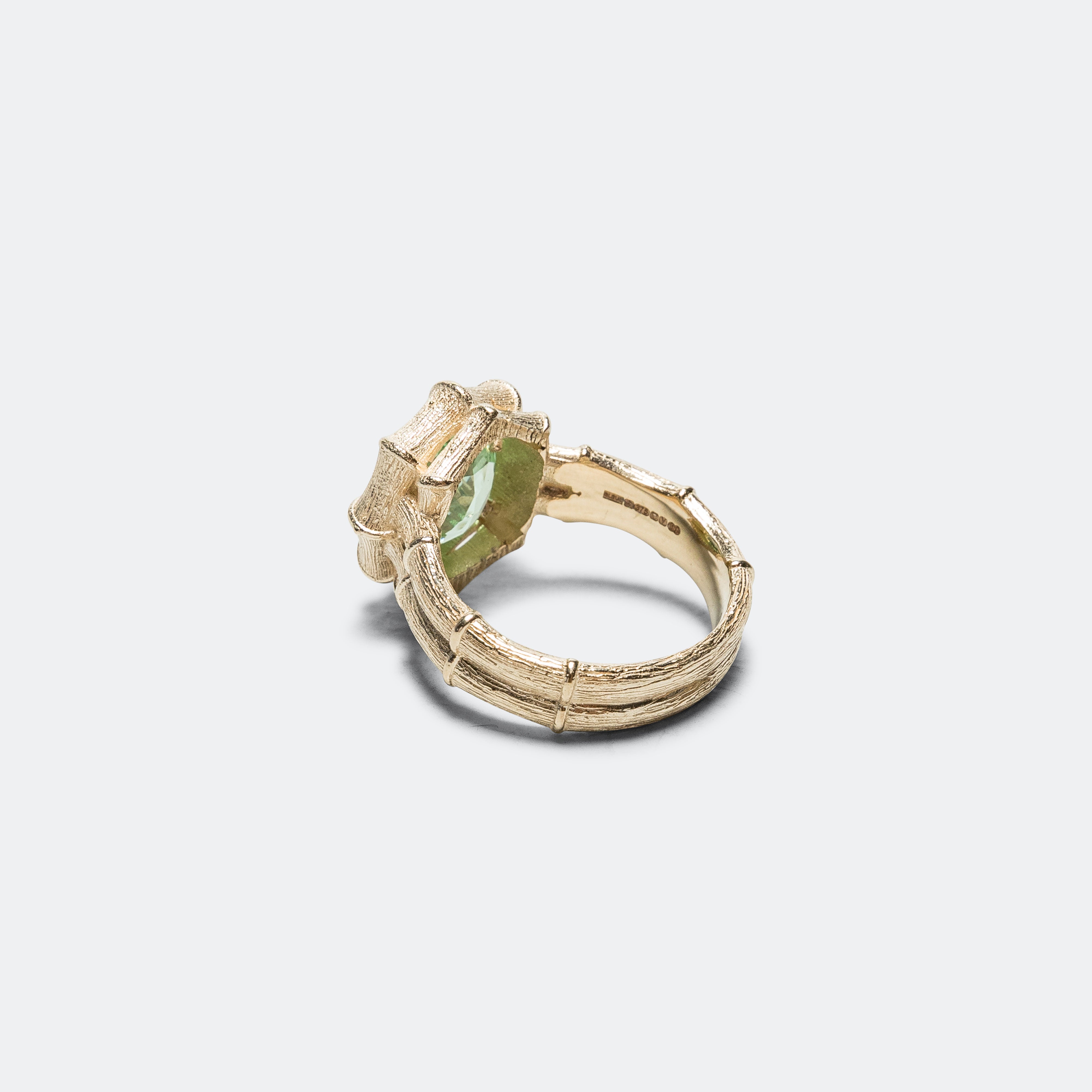 Bamboo Ring - Green/9K Gold