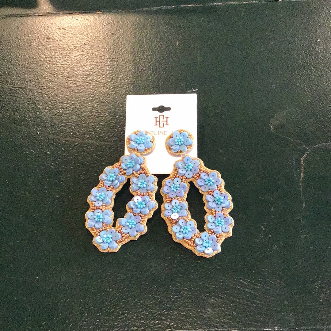 Barnard Embellished Drop Earrings- Blue