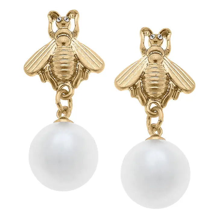 Brenda Bee Pearl Drop Earrings - Gold