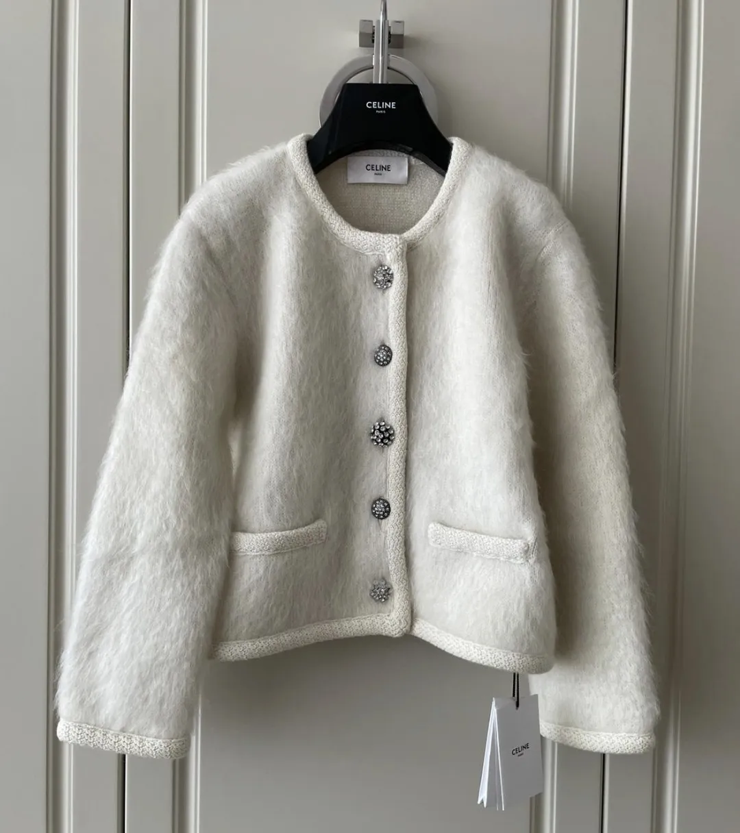 CELINE  |Cardigan jacket in brushed mohair