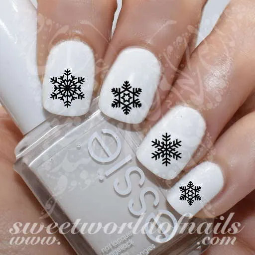 Christmas Nail Art Black Snowflakes Nail Water Decals Water Slides