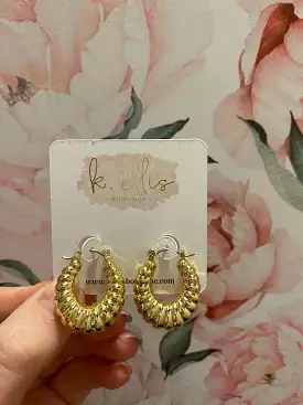 Croissant Hoop Earrings- Gold