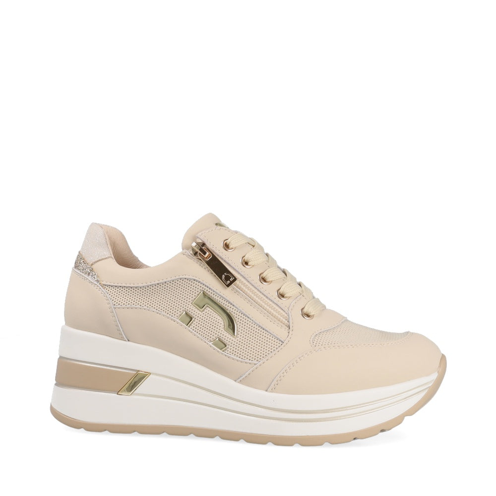 DONNA SERENA Cream Platform Trainer