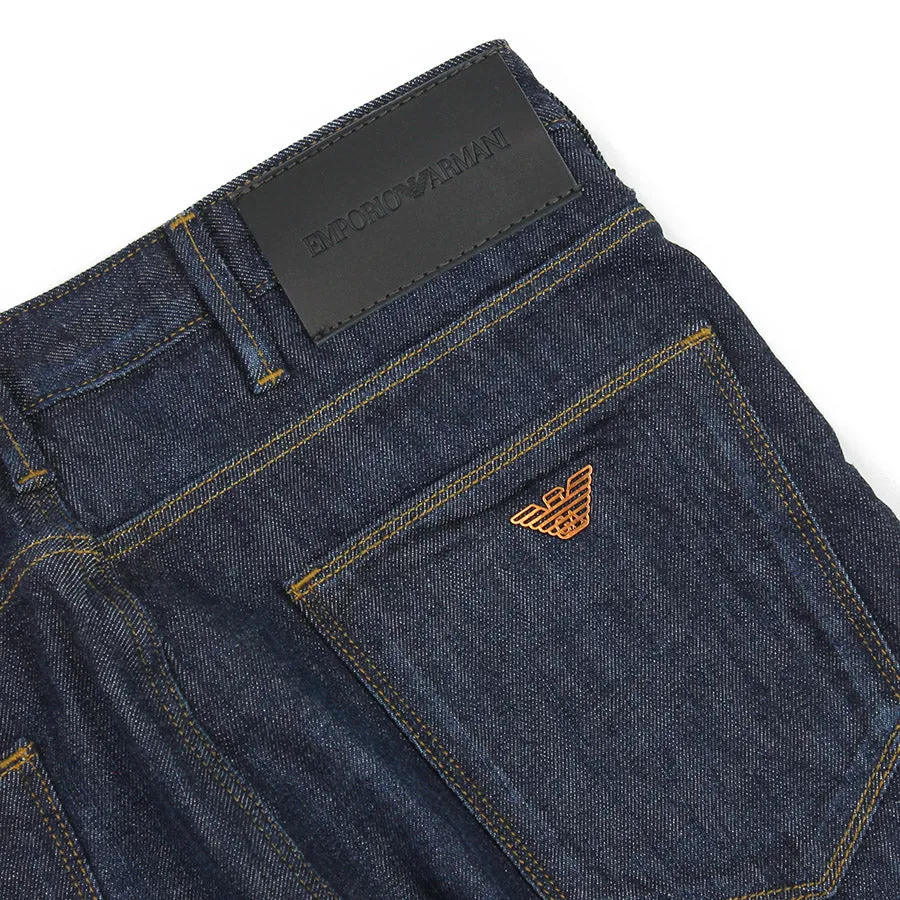 Emporio Armani - J06 Slim Fit Worn Denim Jeans in Navy