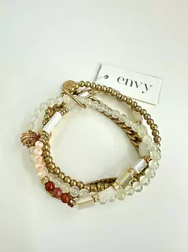 Envy Triple Beaded Bracelet - Antique Gold