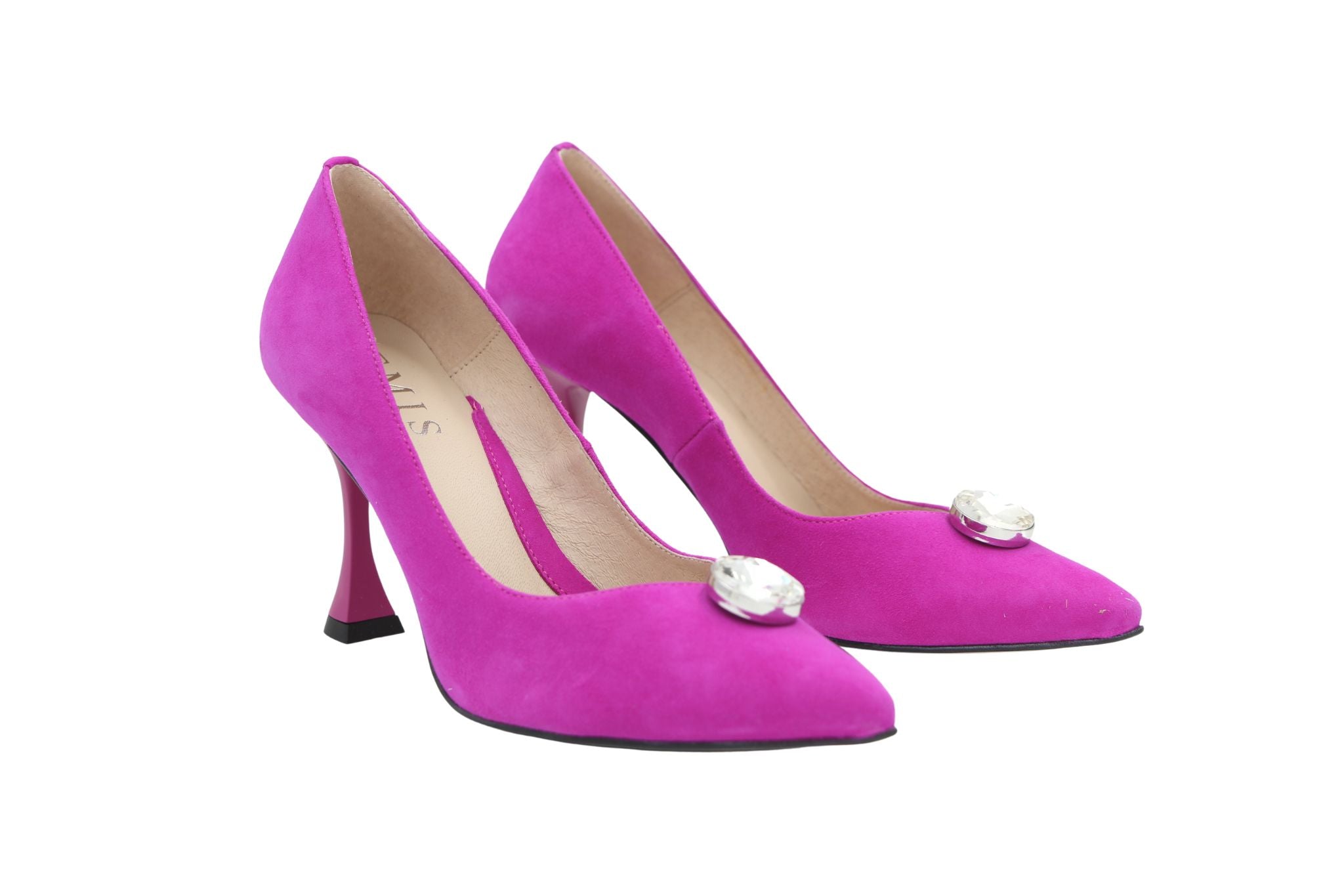 FABUCCI Magenta Pink Suede Heeled Shoe