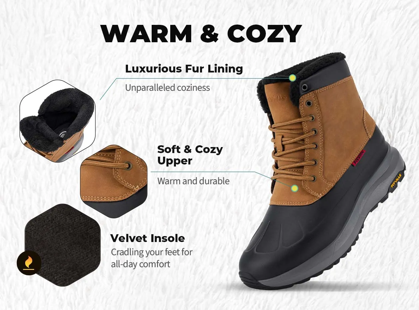 FitVille Men's CozyCore Winter Boots V10