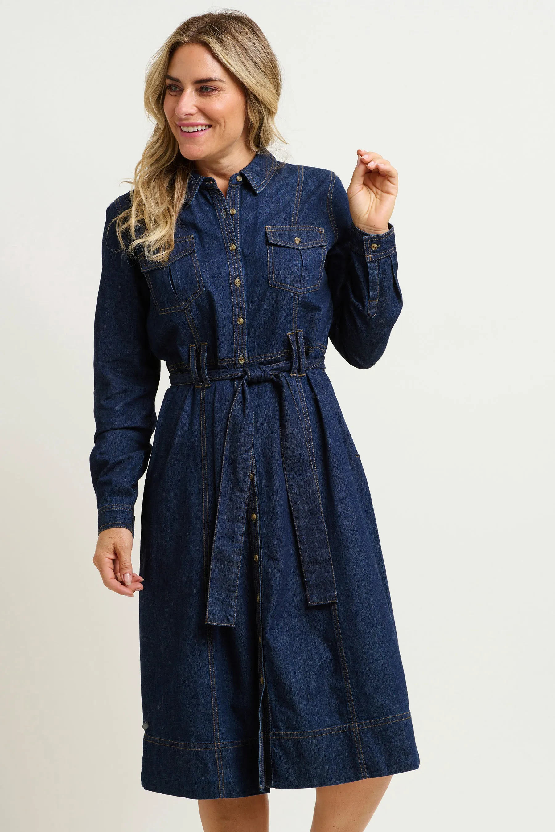 Frances Denim Midi Shirt Dress