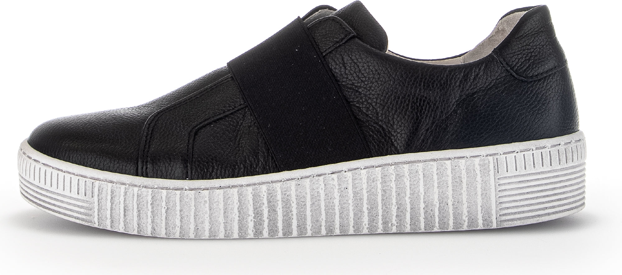 GABOR Black Leather Slip On Trainer