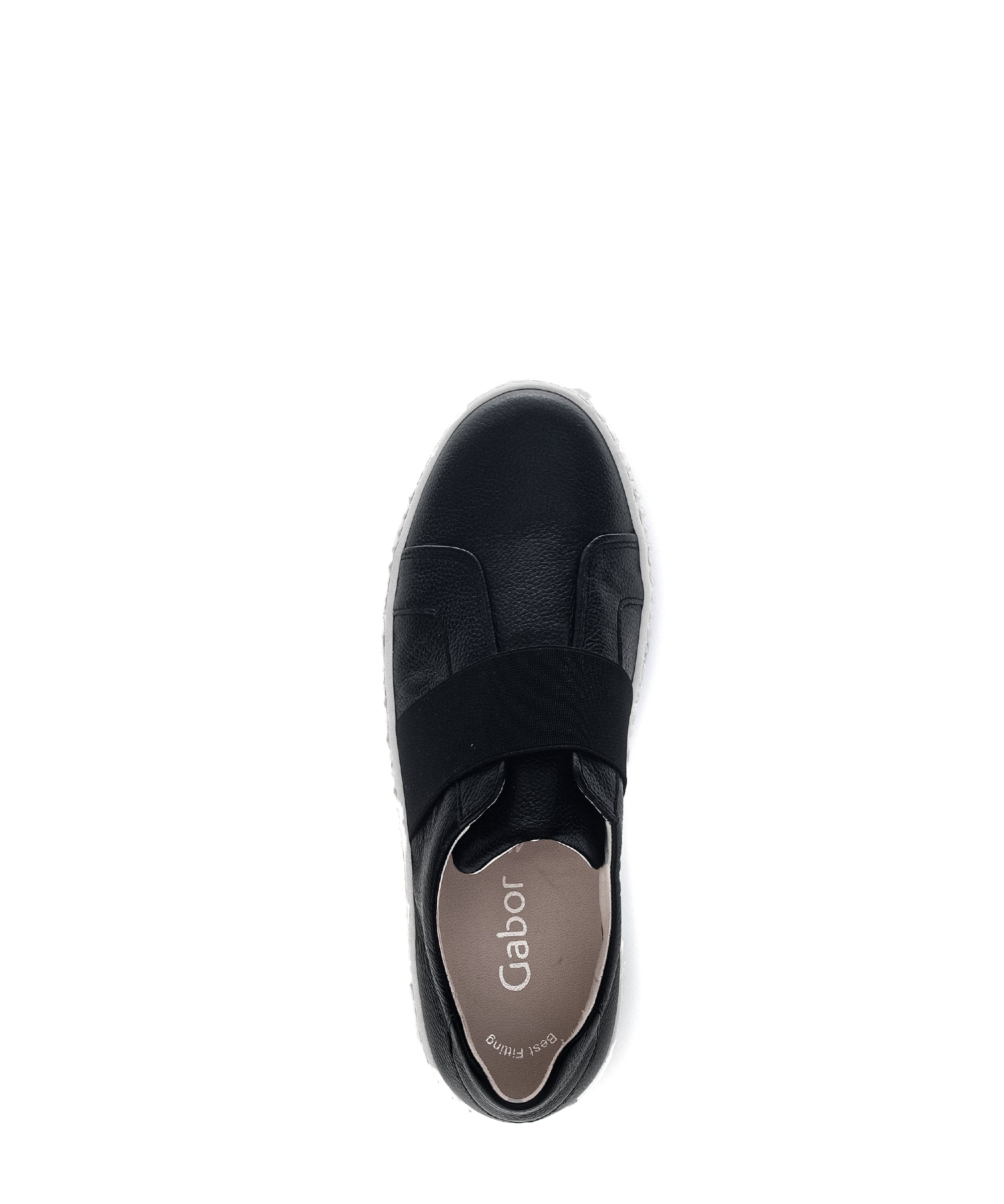 GABOR Black Leather Slip On Trainer