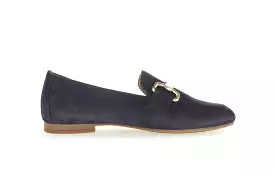 Gabor Navy Suede Loafer Gold Buckle 21136