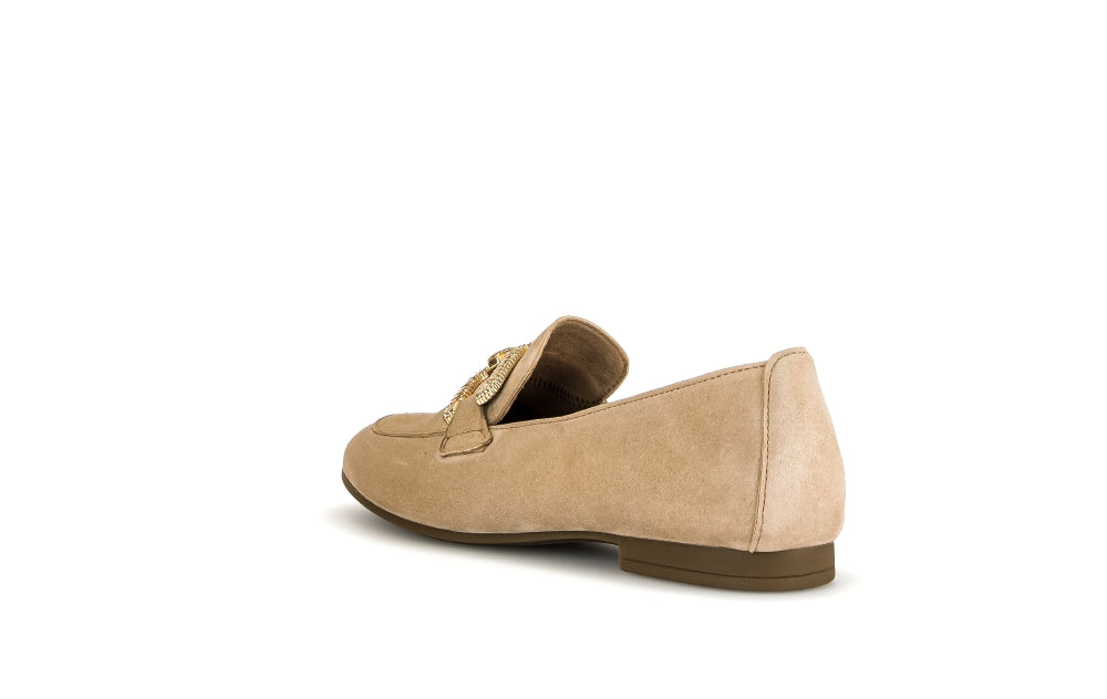 GABOR Sand Suede Loafer with Diamante Buckle 21014