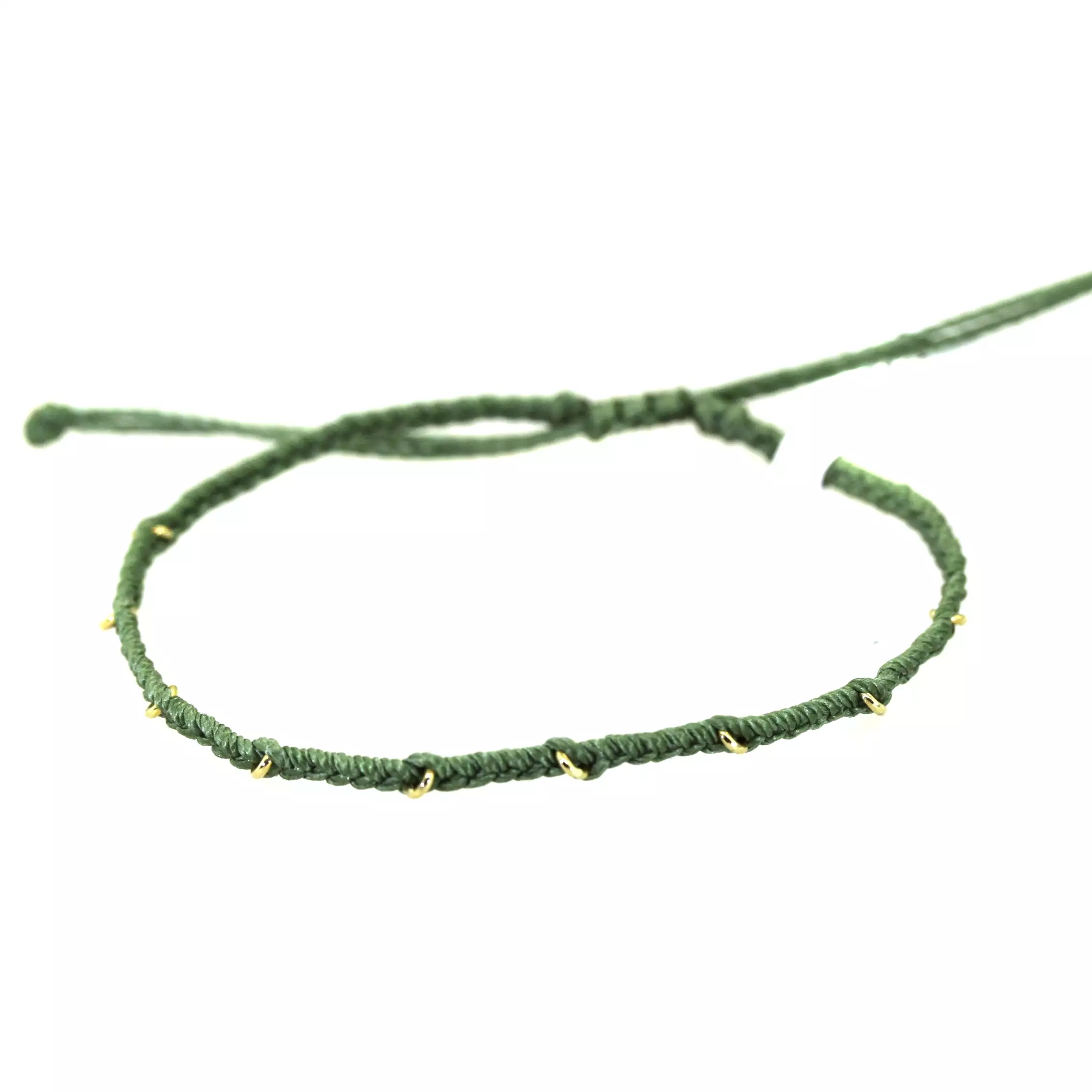 Gold Ring Green Macrame Bracelet