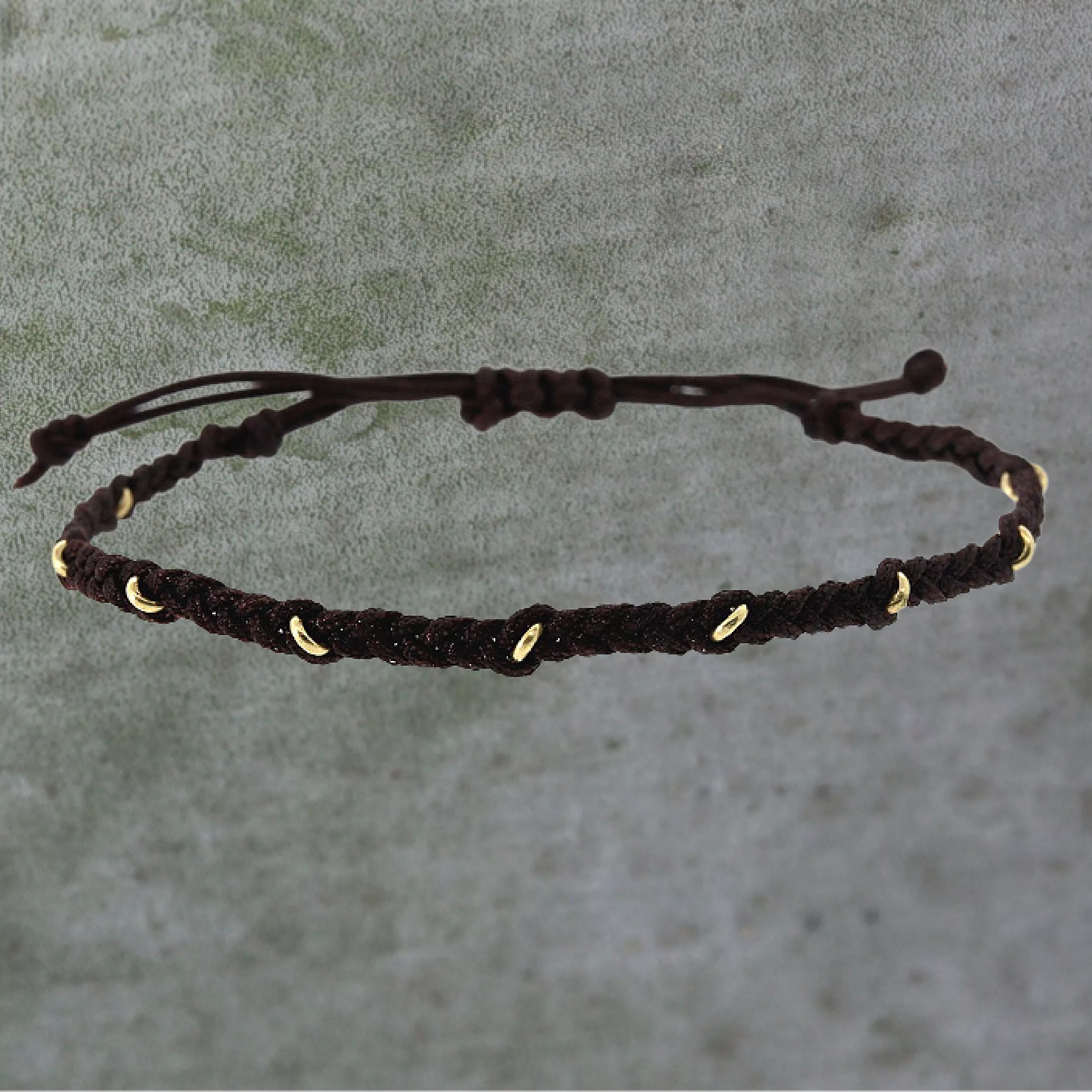 Gold Ring Macrame Bracelet