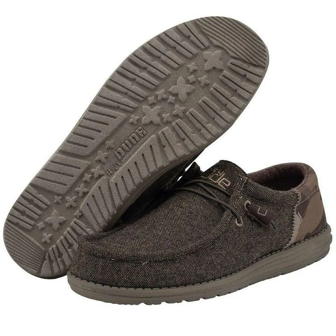 Hey Dude Mens Wally Funk Wool Slip On- Brown Camo