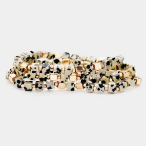 iLLASPARKZ 3PCS - Natural Stone Square Bead Stretch Layered Bracelet