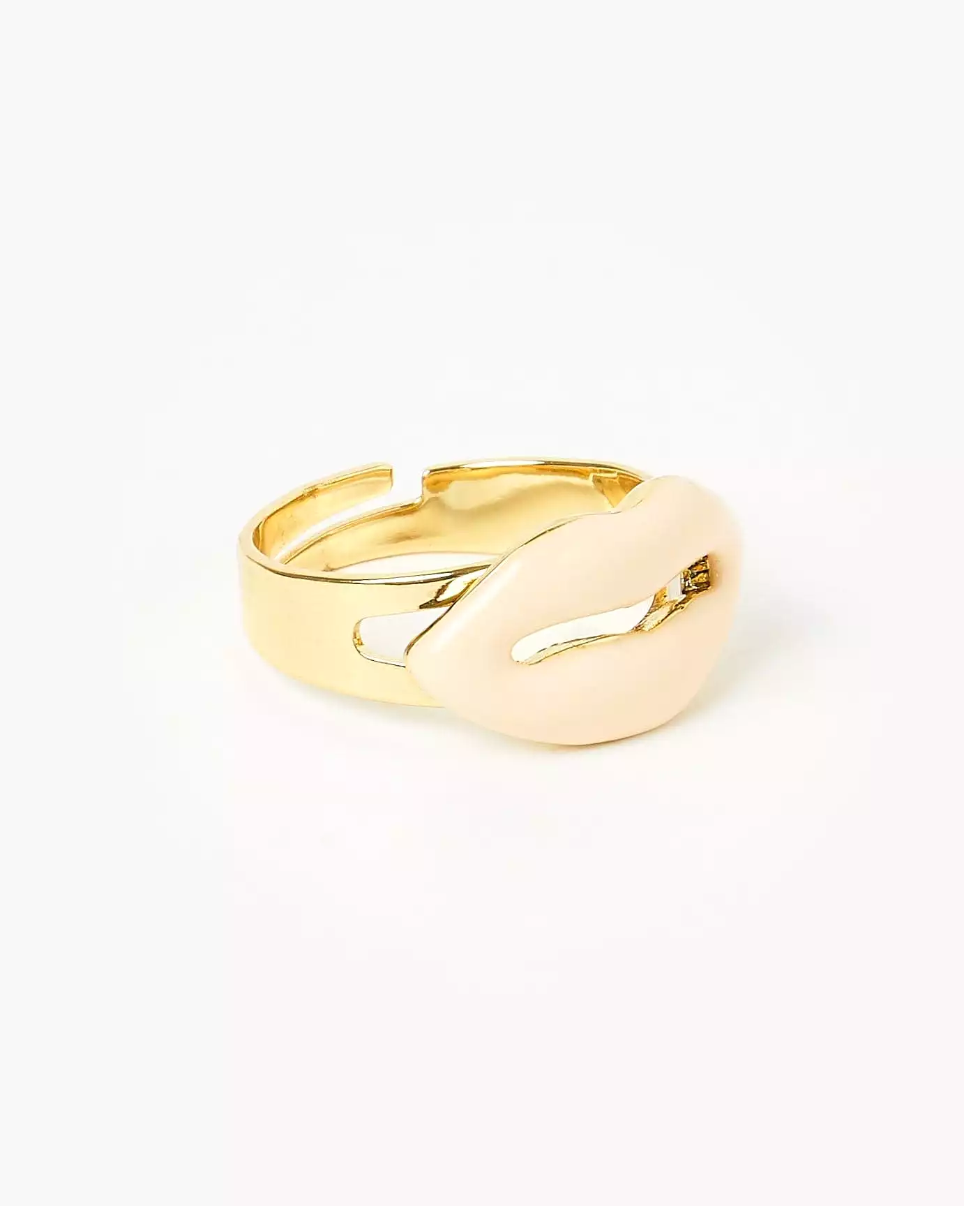 Izoa Lips Ring Gold Nude