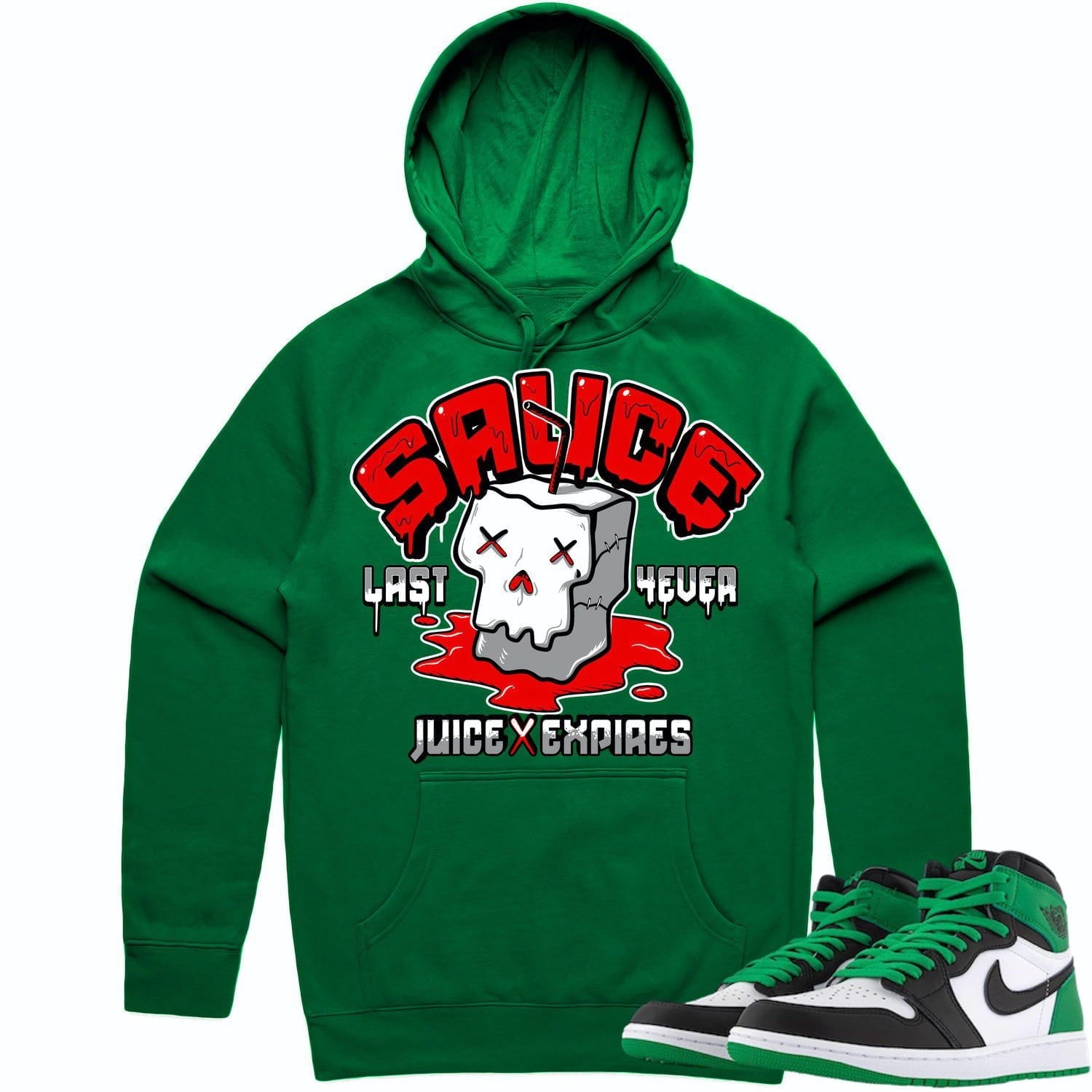 Jordan 1 Lucky Green 1s Hoodie to Match - RED SAUCE