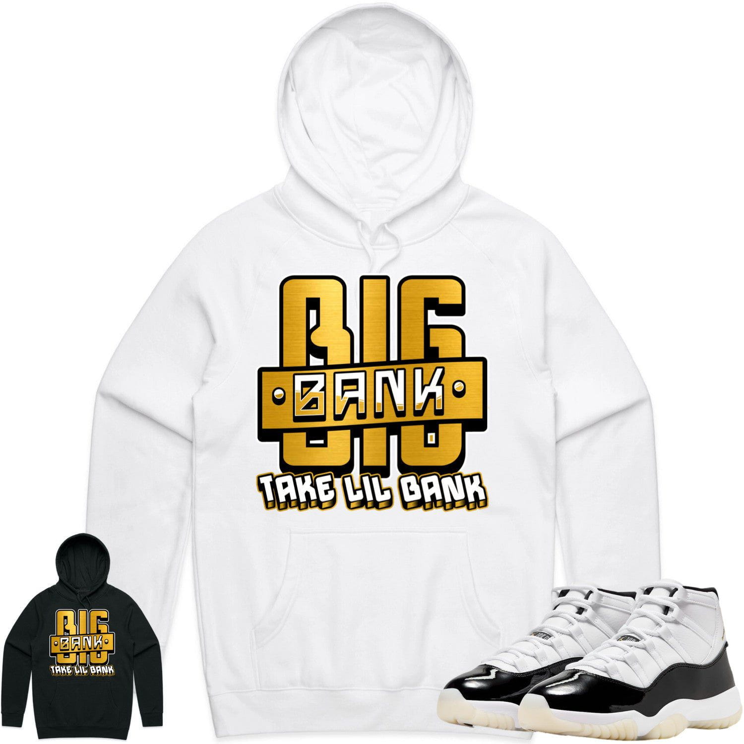 Jordan 11 Gratitude 11s Hoodie to Match - GOLD METALLIC BIG BANK