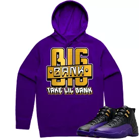 Jordan 12 Field Purple 12s Hoodie to Match - GOLD METALLIC BIG BANK