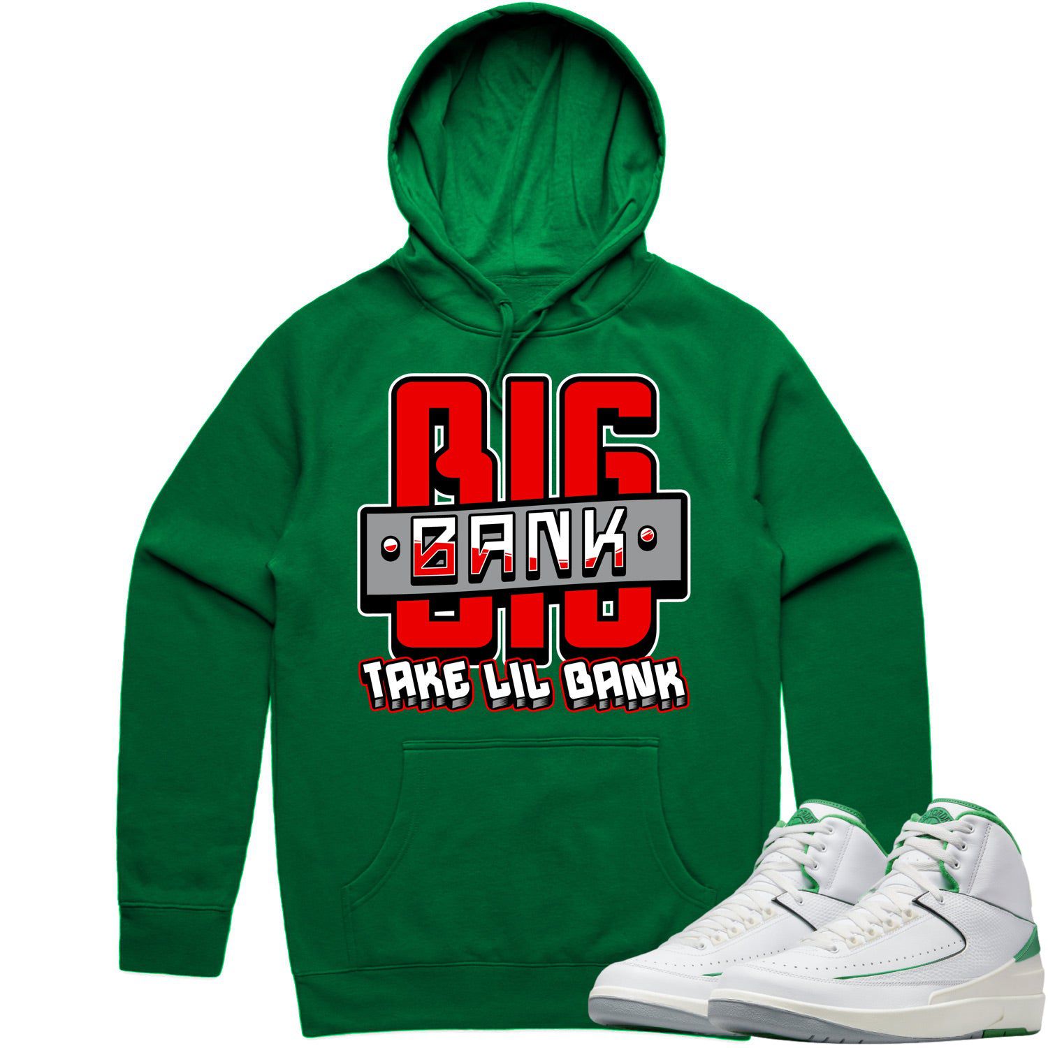 Jordan 2 Lucky Green 2s Hoodie to Match - RED BIG BANK