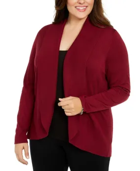 Karen Scott Women's Plus Size Open-Front Cardigan Sweater Red Size 1X