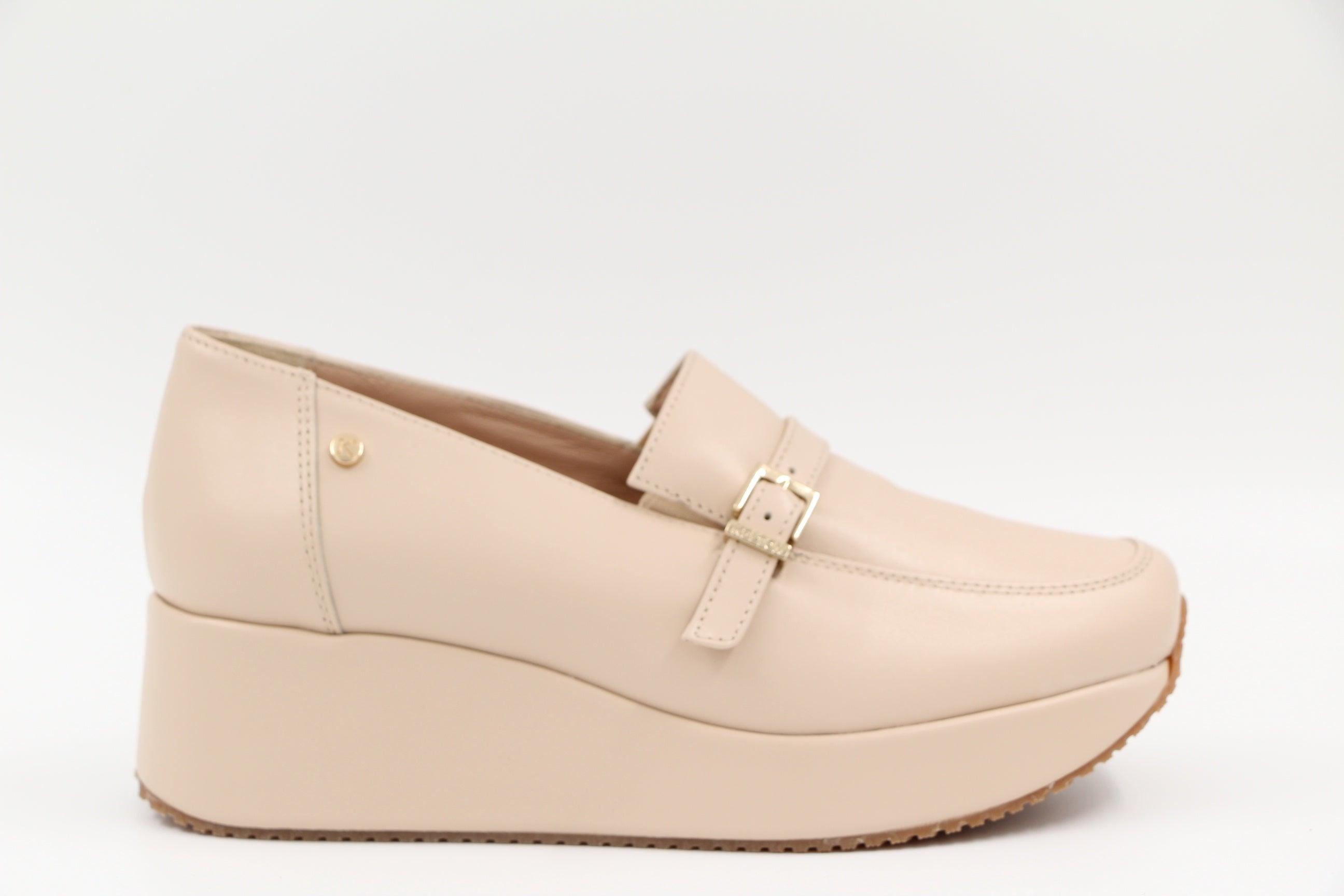 KELTON Cream leather Platform Loafer AFO602