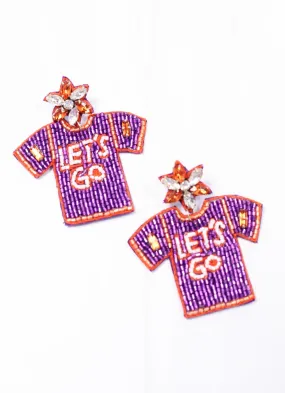 Let's Go Jersey Beaded Earring PURPLE ORANGE