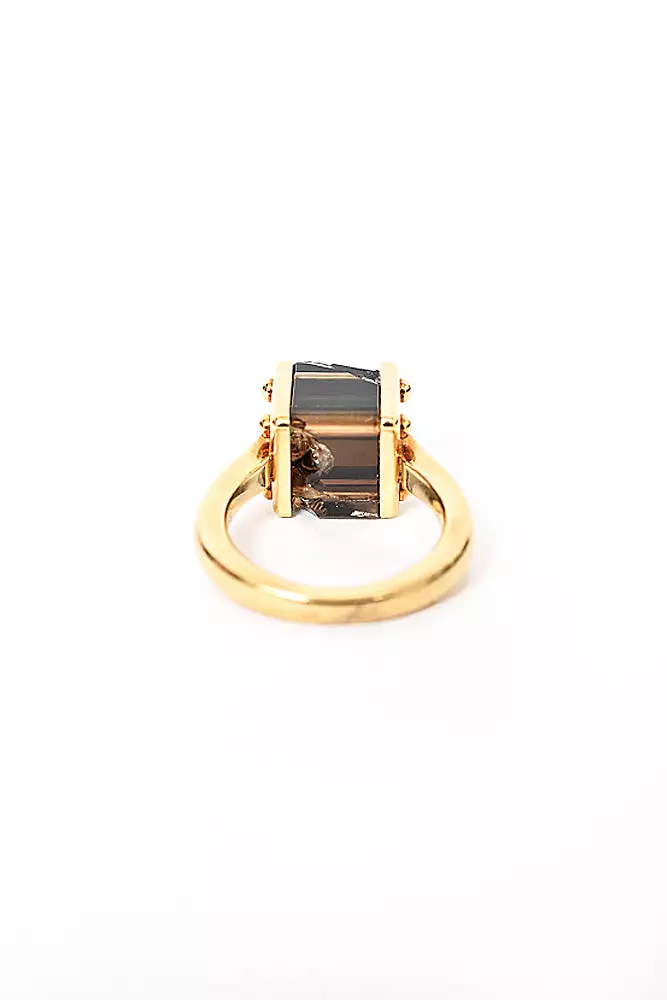 Louis Vuitton 18K Gold Emprise Dark Brown Quartz Ring