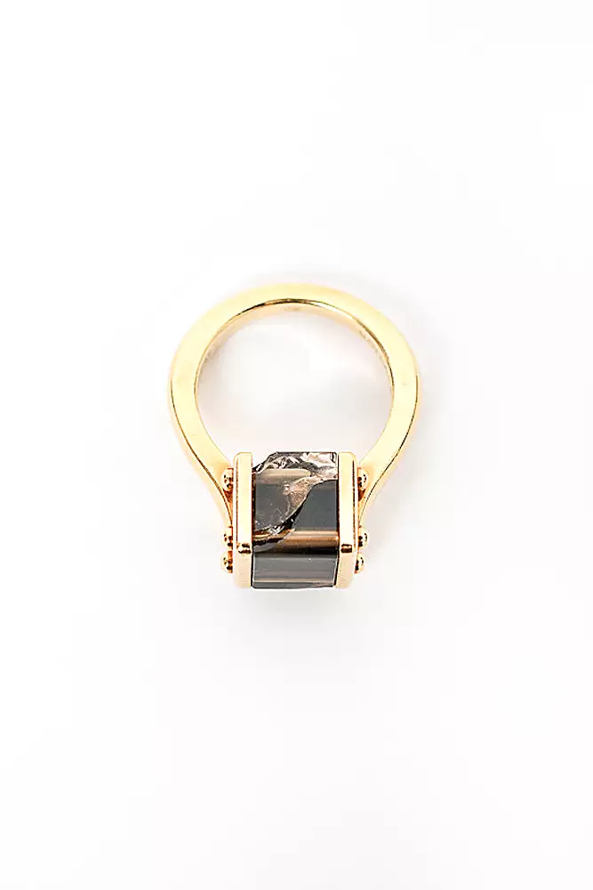 Louis Vuitton 18K Gold Emprise Dark Brown Quartz Ring