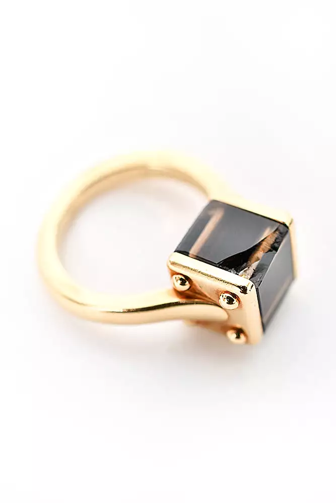 Louis Vuitton 18K Gold Emprise Dark Brown Quartz Ring