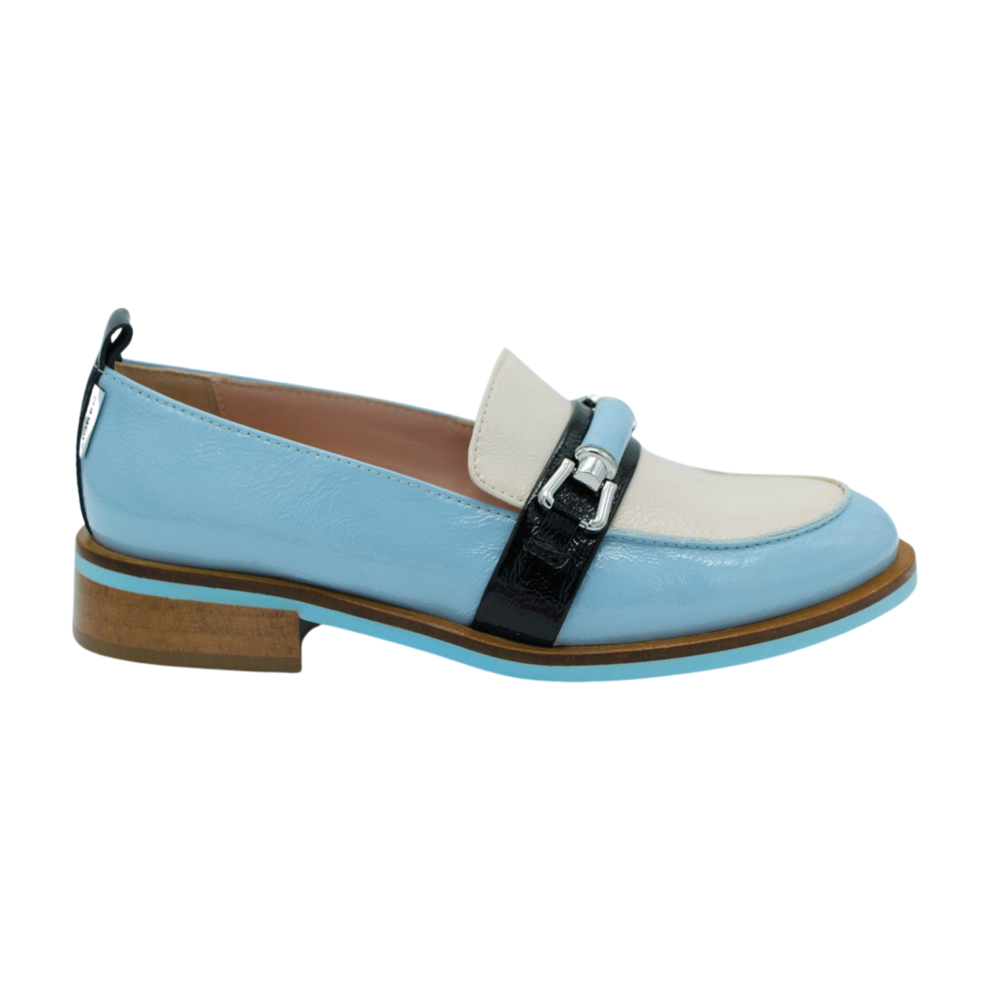 MARCO MOREO Blue Cream Patent Loafer F205