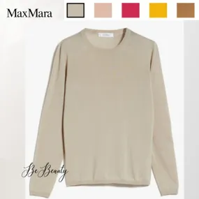 MaxMara  |Crew Neck Casual Style Wool Long Sleeves Plain Party Style