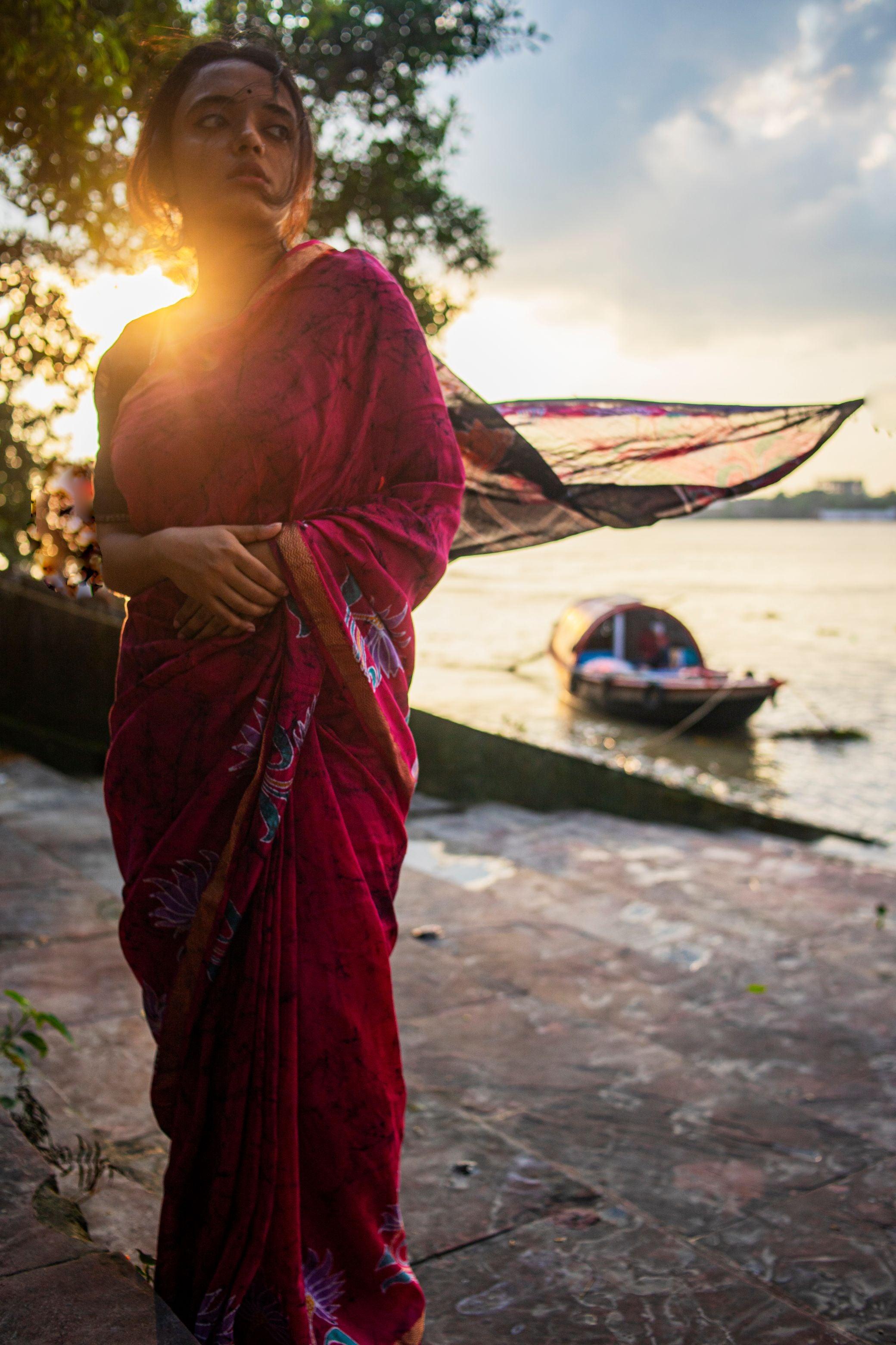 Mayura - Narmada Batik Maheswari saree