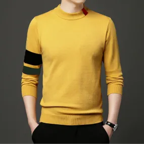 Men's England Style Cotton O-Neck Full Sleeves Thick Warm Pullover Sweater