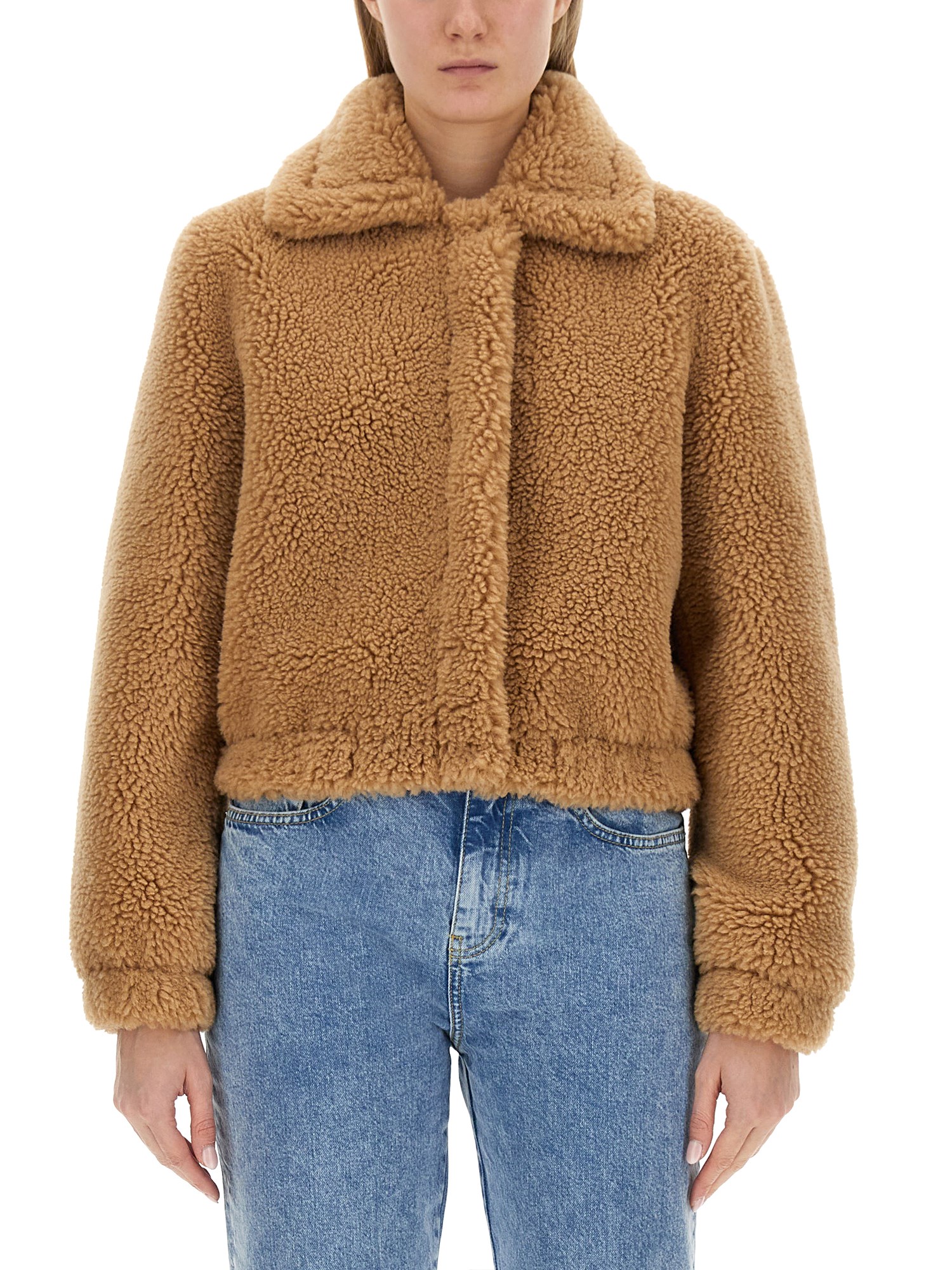 MOSCHINO JEANS    FURRY EFFECT ZIPPER JACKET