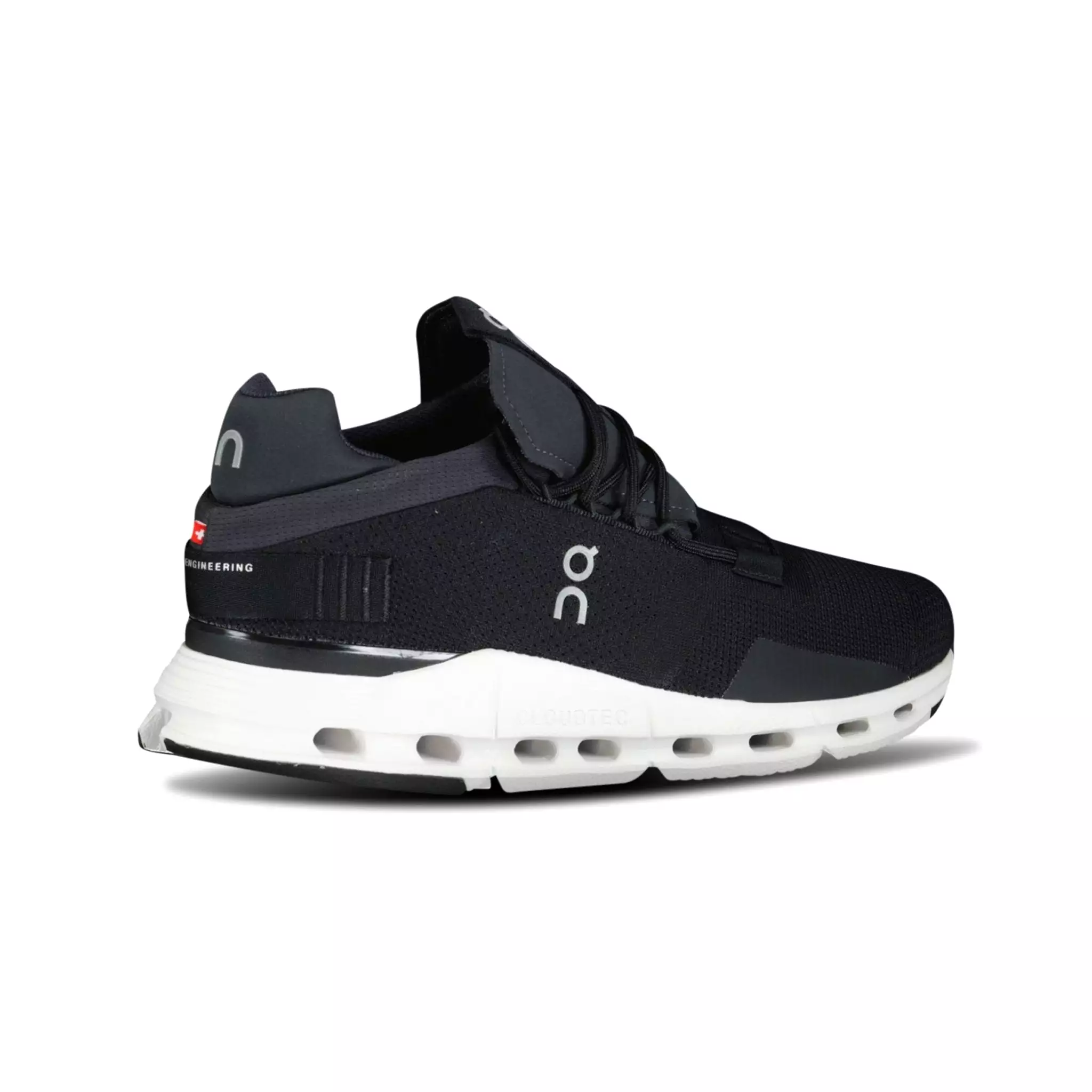 ON RUNNING CLOUDNOVA BLACK / WHITE TRAINERS