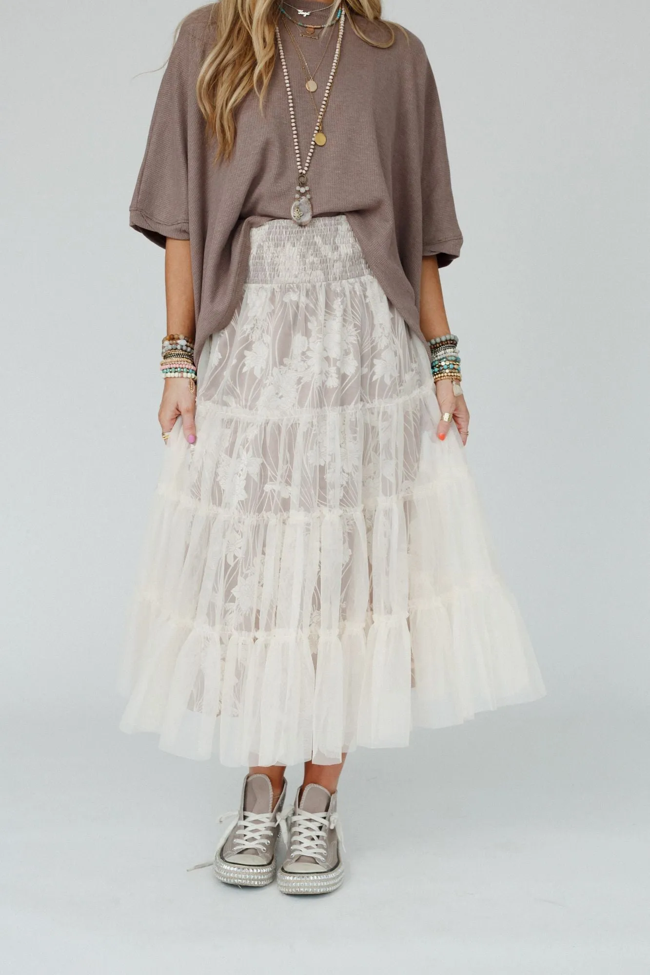 Petals In Layers Skirt - Mocha