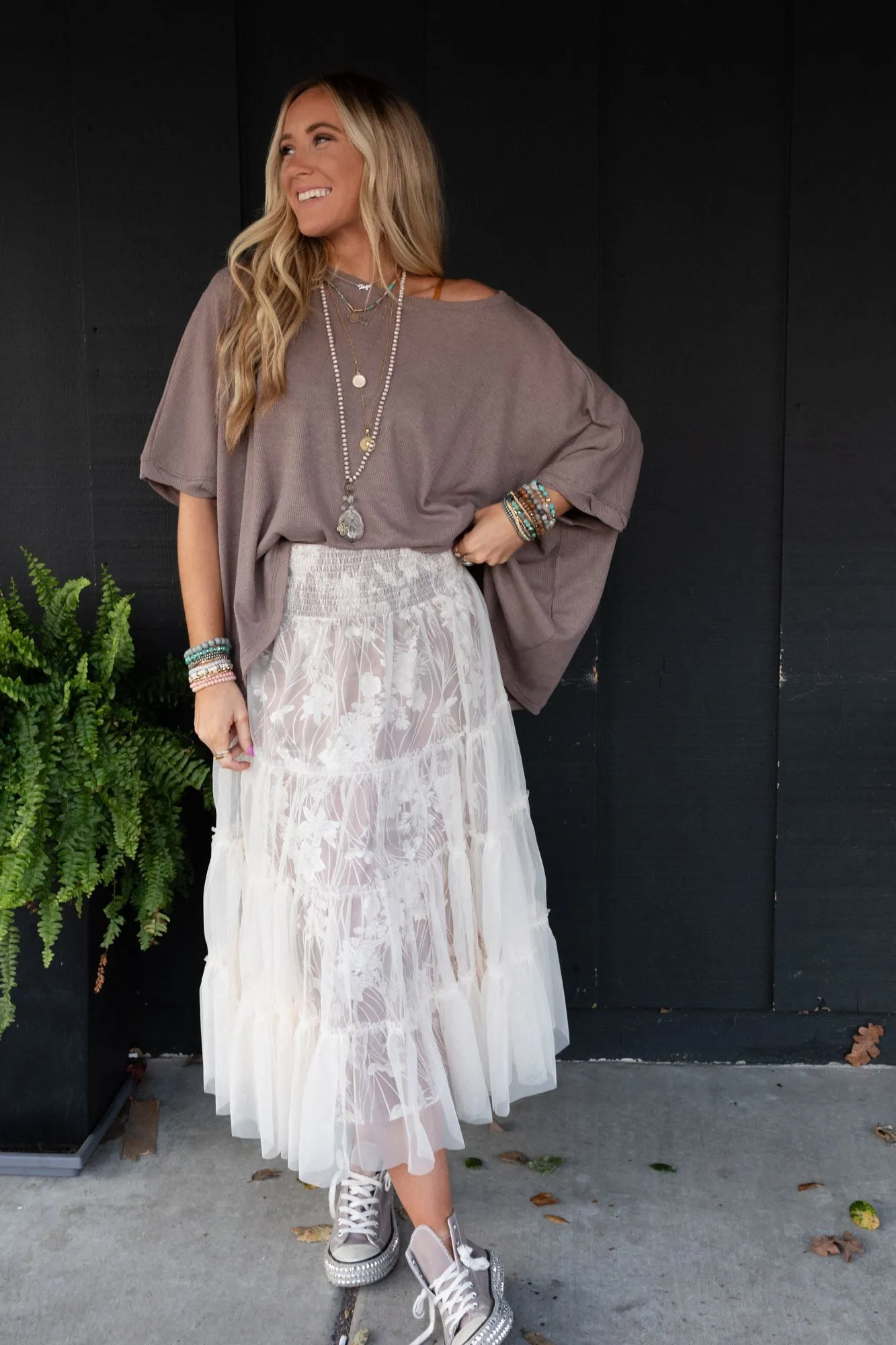 Petals In Layers Skirt - Mocha