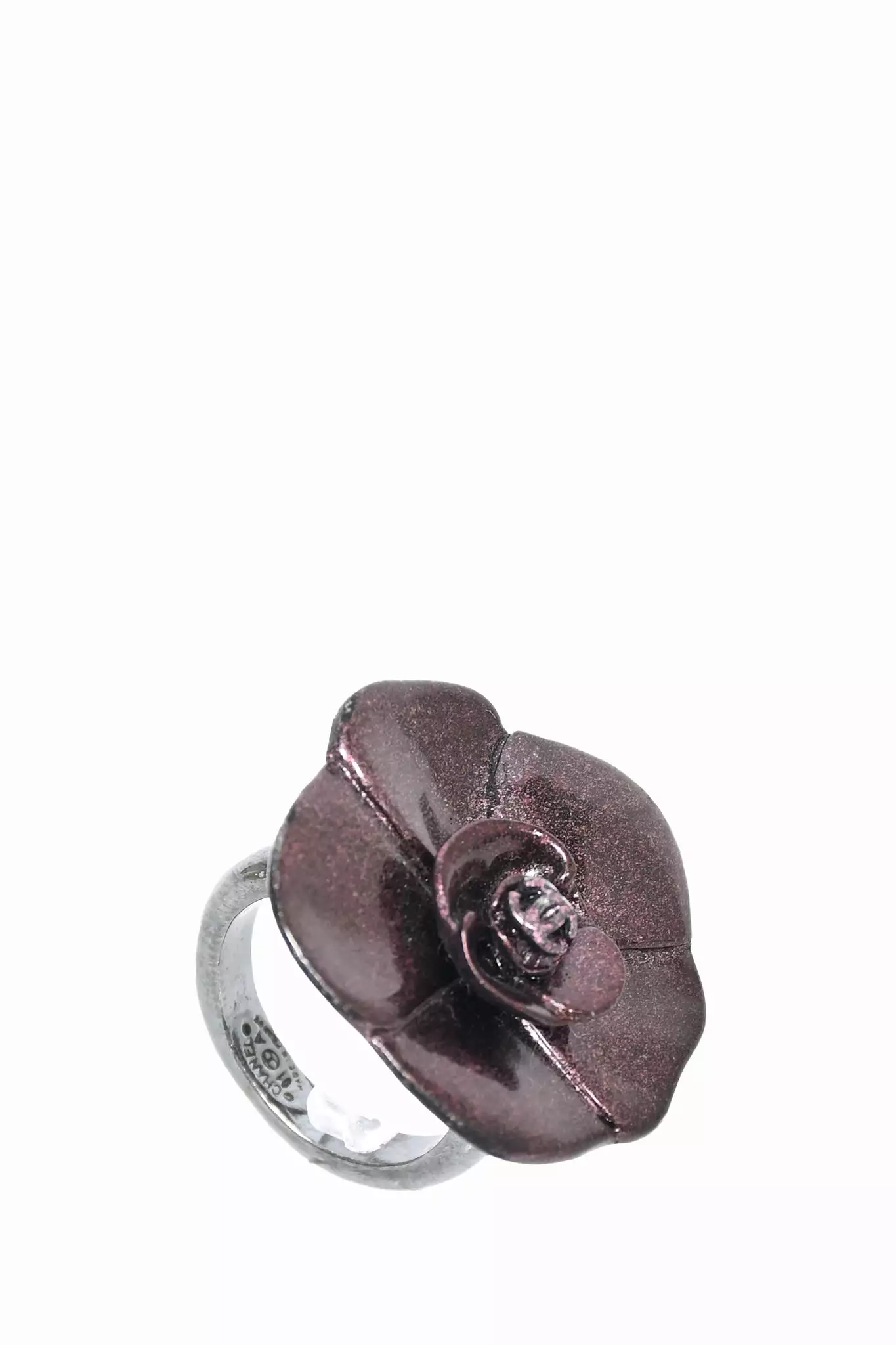 Pre-Loved Chanel? Purple/Gunmetal Camellia Ring