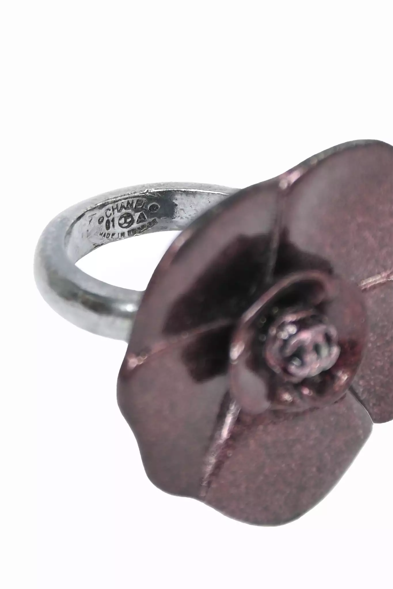 Pre-Loved Chanel? Purple/Gunmetal Camellia Ring