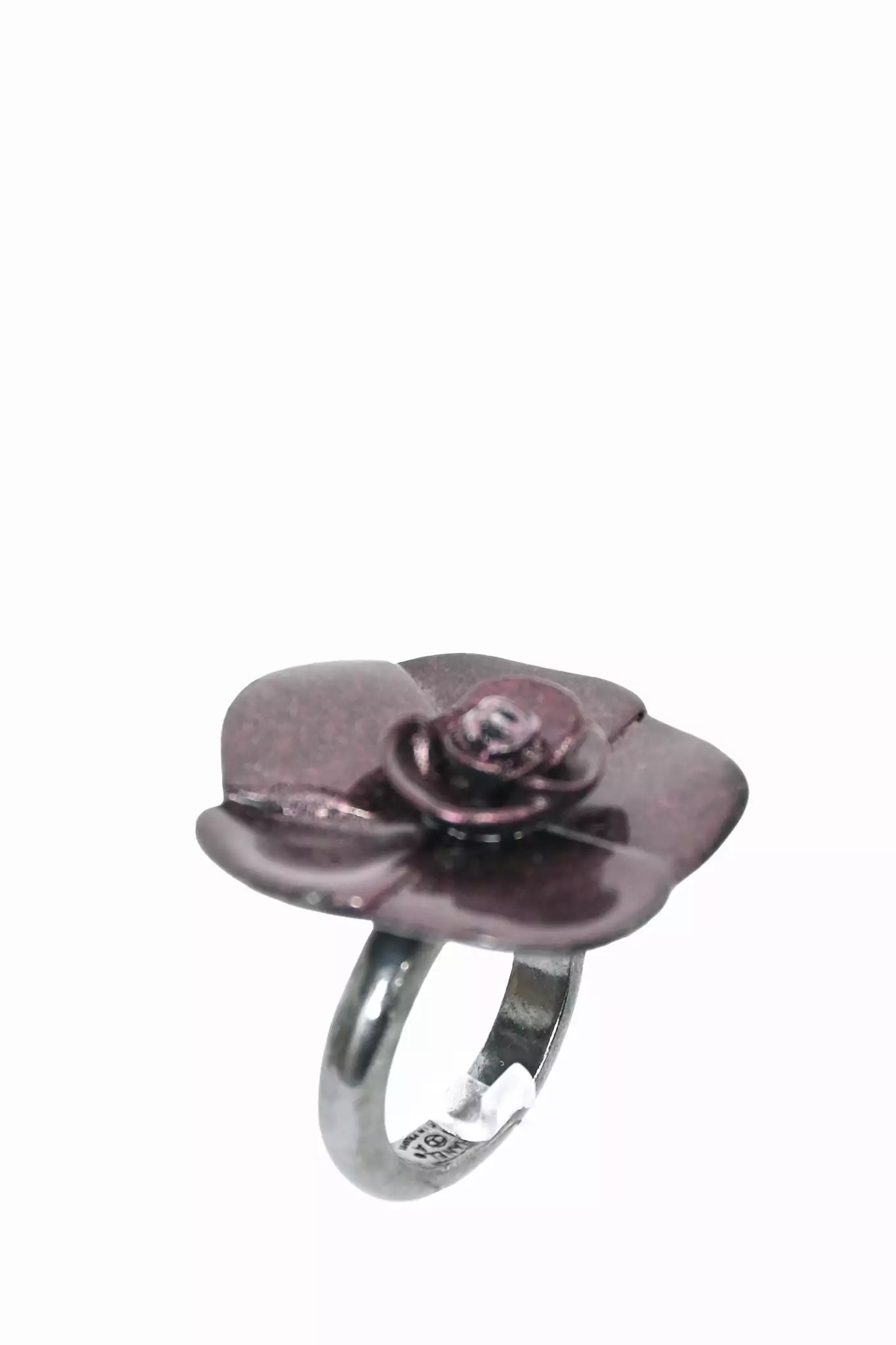 Pre-Loved Chanel? Purple/Gunmetal Camellia Ring