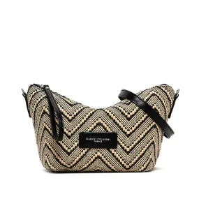 RAFFIA EFFECT MAXI POUCH Woman Naturale Nero