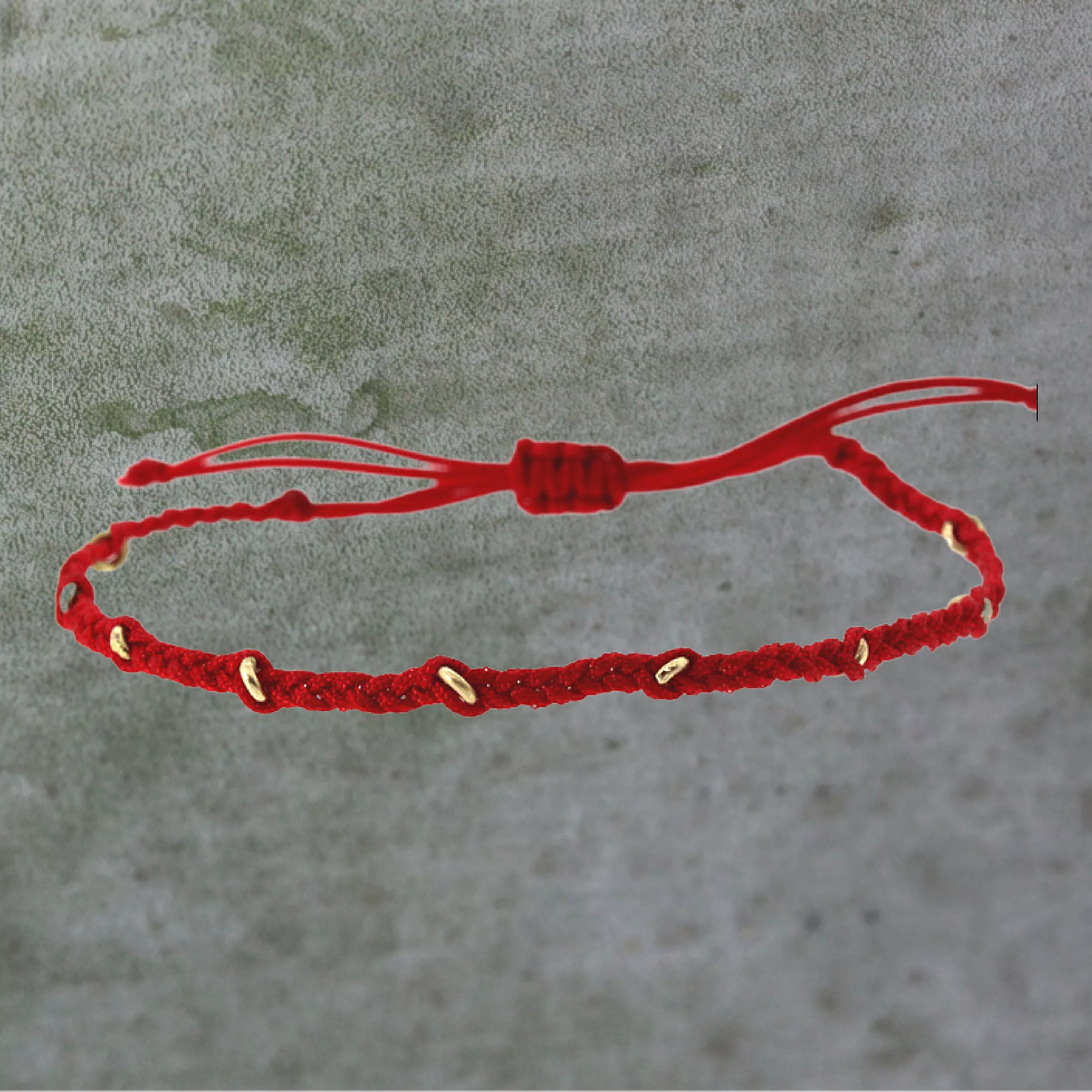 Red Gold Ring Macrame Bracelet